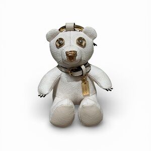 Coach White Leather Bear Keychain